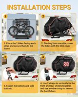 Housse de vélo pour 2 vélos sur porte-bagages arrière, housse de porte-bagages robuste et imperméable, housse de transport pour vélos avec bande réfléchissante