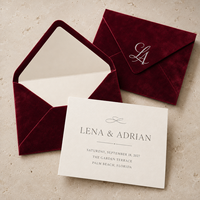 Carte d'invitation de mariage élégante et minimaliste, impression personnalisée du monogramme du couple, papeterie de mariage simple et haut de gamme sur mesure