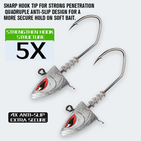 Vente en gros Tête de jig en plomb 21g 28g 35g 42g 50g avec yeux 3D, hameçon 5X renforcé pour eau salée et eau douce