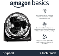 Ventilateur de bureau à circulation d'air numérique, moteur DC écologique, tête inclinable à 90 degrés, 3 vitesses, refroidissement 35 Watts, matériau ABS de qualité
