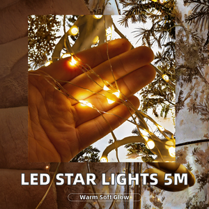 50LED 3AA Battery Copper Wire Led <b>Fairy</b> Star 5m Diwali & Christmas Copper Wire <b>Lights</b> - Product Image 2