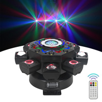 Projecteur de scène à tête mobile Abyss Eight Arm 150W RGBW 4-en-1 avec stroboscope blanc froid et blanc chaud pour DJ, soirées, clubs et événements