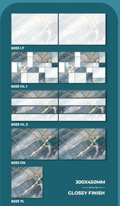 Nuevo Azulejo de Pared Brillante de 300x450 mm, Azulejo Cerámico Decorativo Rígido, Azulejo con Patrón Gris Mate Blanco para Interiores - Product Image 1