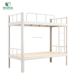 Lit superposé en métal durable, double sur double, style industriel, avec escalier, pour camp de travailleurs et dortoir de chantier - Product Image 1