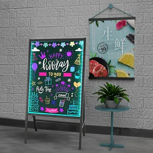 Low price tempered glass panel advertising menu erasable led writing board memo with stand marker