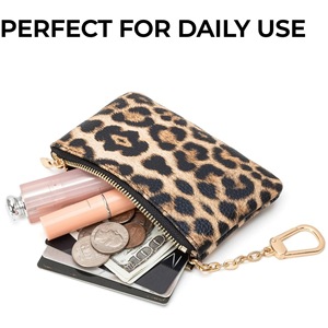 Portamonete con Stampa Leopardata, Piccola Borsa Portachiavi, <span class=keywords><strong>Porta</strong></span> <span class=keywords><strong>Carte</strong></span> di Credito, Portafoglio Vintage da <span class=keywords><strong>Donna</strong></span> per Biglietti da Visita - Product Image 5