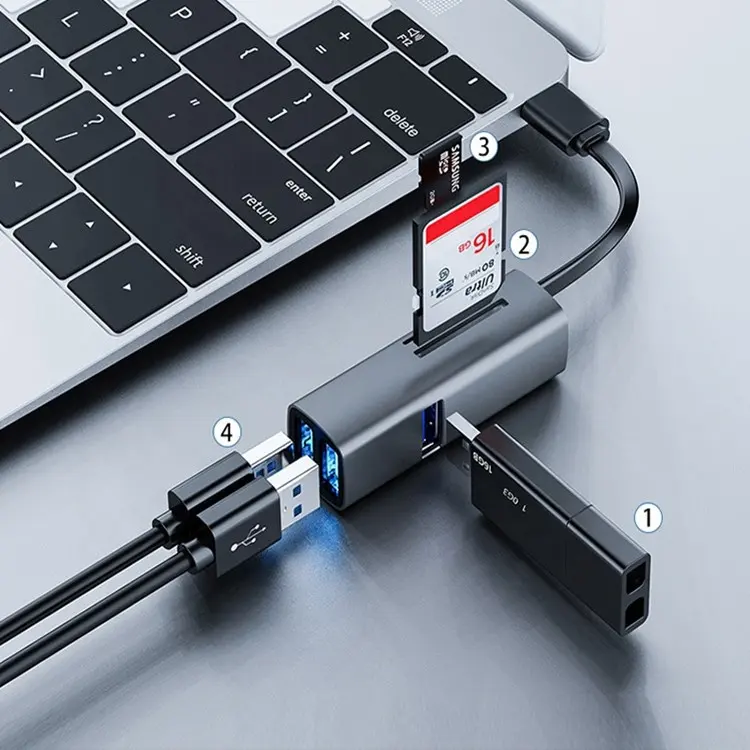 Factory wholesale Aluminium new design USB 3.0 USB C HUB Data Transfer Receiver 3.0+2.0 3 port HUB for Mac Pro PC