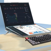Laptop 2026 Baru 16 Inci + 16 Inci I5 12450 32GB 1TB/2TB Monitor Ganda Intel Celeron I5 Generasi ke-12 Keyboard Backlit Layar Ganda