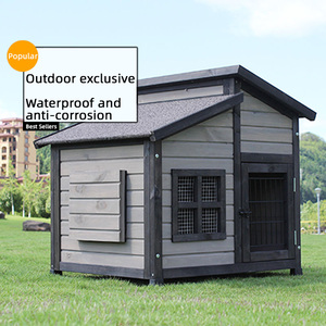 Büyük Pet kafesleri ev köpek kulübesi ahşap ev açık su geçirmez ekstra büyük katı ahşap köpek evi - Product Image 5