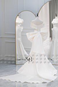 Mily mariée QD06151 hors épaule plissée détachable grand arc Train femmes robes de mariée sirène - Product Image 2