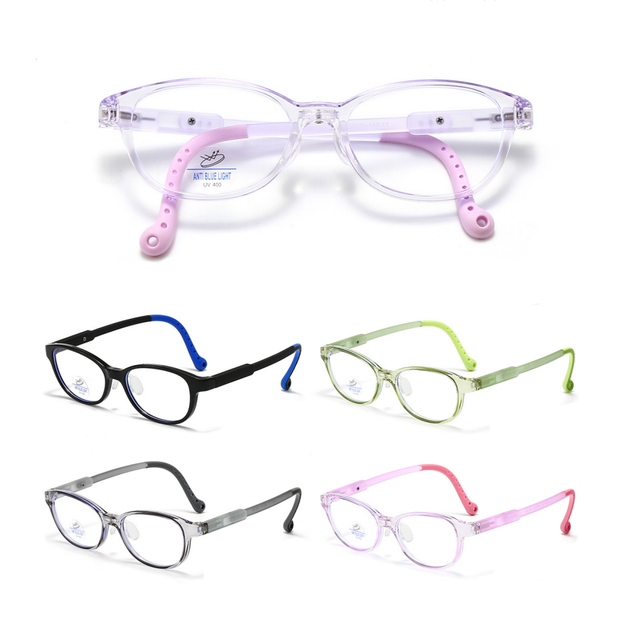 New Children's Anti-Blue Light Glasses AC TR90 Soft Frame Transparent Eco-Friendly Lightweight Full-Rim Student Eye Protection