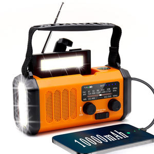 Radio meteorológica portátil personalizada con manivela solar, radio AM/FM, linterna, brújula y banco de energía para camping - Product Image 3
