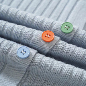Cárdigan de punto azul de manga corta para mujer, fino, holgado, con botones de color caramelo, top de verano - Product Image 4