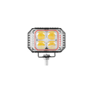 Faro <span class=keywords><strong>LED</strong></span> per Moto da Commercio Estero, Tre Lenti a 4 <span class=keywords><strong>LED</strong></span> Lampeggianti Rosso Blu, Abbaglianti/Anabbaglianti Esterni, Montaggio Mid-Grid OLIVER - Product Image 1