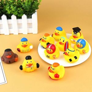 Jouet de bain créatif personnalisé pour enfants, canard en PVC et caoutchouc qui flotte et fait du bruit dans l'eau, jaune - Product Image 2