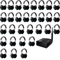 Émetteur d'écouteurs stéréo supra-auriculaires en gros, distance de contrôle de 500 m, fête disco silencieuse, principe de vocalisation dynamique, DJ ROHS