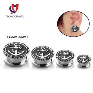 Custom stainless steel ear tunnel plug expander stretcher body piercing jewelry ear tunnels gauges ear ring for man women