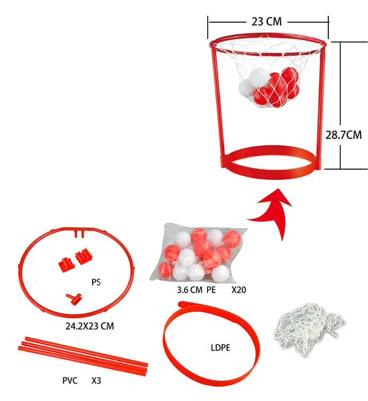 Kinder Erwachsene Party Spiel Aktivität Red Toy Game Verstellbarer Korb Net Ball Head Hoop Basketball
