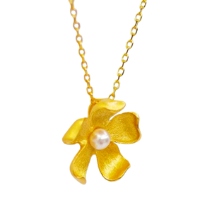 Collier pendentif minimaliste en forme de fleur en argent 925 plaqué or UM Jewelry, perle d'eau douce naturelle, unisexe, pour mariage et fête - Product Image 3