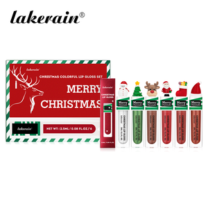 Lakerain Promo Natal Tema Lipstik Warna-warni Merah Set <span class=keywords><strong>Lip</strong></span> Tint Beludru Kosmetik Matte Lipgloss Set <span class=keywords><strong>Lip</strong></span> <span class=keywords><strong>Gloss</strong></span> Natal - Product Image 1