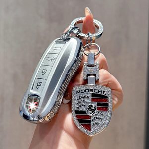 Étui à clés en strass avec chaîne en cristal pour Porsche Cayenne Panamera Macan 718 911 Taycan - Product Image 3