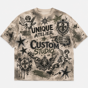 Custom 300 GSM 100% Cotton Mud Wash Sun Faded Rhinestone Graphic <b>T</b>-<b>shirt</b> Boxy Fit <b>Grunge</b> Streetwear Wholesale Tee Men <b>T</b> <b>Shirt</b> - Product Image 1