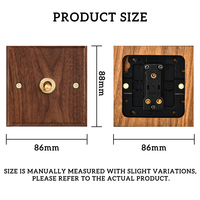 Interrupteur à bascule rétro en bois massif de noyer noir de style britannique et européen, type 86, avec prise USB+TYPE-C pour maison d'hôtes