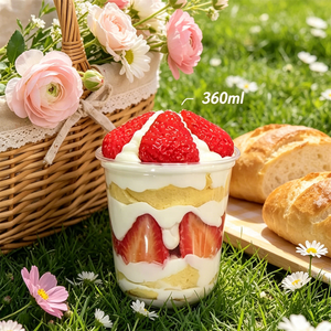 โมเดลคัพเค้กสตรอว์เบอร์รี 360 มล. ขนมหวานจำลองแบบเป็นชั้น รูปแบบรักษ์โลก ลายหัวใจ ของตกแต่งร้านกาแฟ ของจำลองสำหรับโชว์ในร้านเบเกอรี่ ทำจากพลาสติก - Product Image 2
