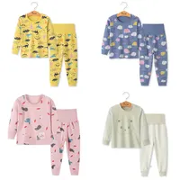 2020 pijama 100% karton baskı sonbahar bebek yüksek bel pantolon bebek çocuklar uyku giyim