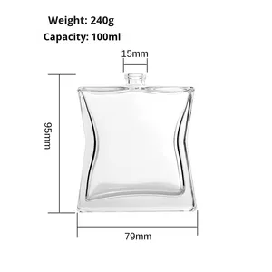 Bán buôn chai nước hoa thủy tinh cao cấp 100ml vuông với bình xịt bơm phun màu tùy chỉnh trong kho để giao hàng ngay - Product Image 4