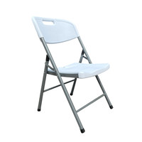 Chaise pliante en HDPE avec structure en acier, blanche, portable, chaise commerciale