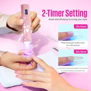 Pink Glitter Handheld UV Nail Lamp Visible <b>Timer</b> Touch Screen LED Nail Lamp - Product Image 4