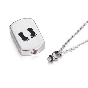 Pendentif en métal à motif de pied de mode rectangulaire en acier inoxydable <span class=keywords><strong>pour</strong></span> commémorer les êtres chers collier de bijoux d'urne <span class=keywords><strong>pour</strong></span> animaux de compagnie - Product Image 5
