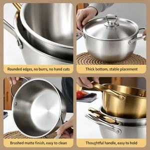 Juego de Cacerolas de Acero Inoxidable Estilo Chino, 16/18/20/22cm, Olla Multifuncional para Salsas <span class=keywords><strong>y</strong></span> Sopas, para Catering Comercial - Product Image 4