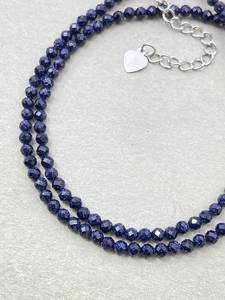 <b>Blue</b> Sandstone Necklace Dainty Gemstone Jewelry Micro Faceted <b>Beads</b> Crystal Necklace Minimalist Jewelry Tiny Gemstone Necklace - Product Image 2