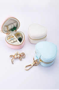 Cute Girls Small <strong>Heart</strong>-<strong>Shaped</strong> Portable <strong>Jewelry</strong> Storage <strong>Box</strong> Simple Hanging Design for Necklaces and Rings Organizer Storage Case - Product Image 5