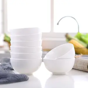 Ciotole per cereali in ceramica bianca EKA ciotole rotonde in ceramica bianca in porcellana cena per uso domestico che serve insalata di zuppe di crema pasticcera ciotola di riso