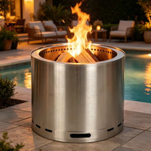 <span class=keywords><strong>Brasero</strong></span> <span class=keywords><strong>de</strong></span> Acero Inoxidable para Jardín, Chimenea Exterior sin Humo con Recipiente para Cenizas, para Acampar y Patio - Product Image 3