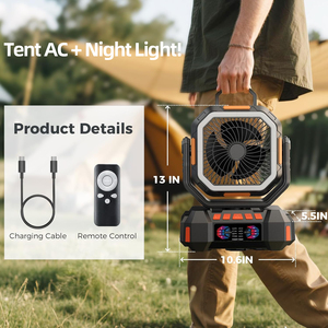 <span class=keywords><strong>Ventilateur</strong></span> de refroidissement 40000mAh rechargeable avec télécommande, lumière LED, charge USB, <span class=keywords><strong>ventilateur</strong></span> de camping, <span class=keywords><strong>ventilateur</strong></span> d'extérieur - Product Image 4