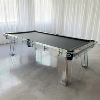 Table de billard moderne avec pieds en verre trempé, plateau en ardoise, trous de récupération, couleur de feutre personnalisable, pour salle de jeux intérieure de luxe