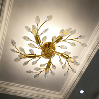 Lustre de plafond en cristal de fer JACKSUN 22,83'' Luxe Branche pour chambre à coucher Salon