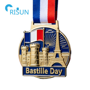 Médaille personnalisée France Drapeau Français Tour Eiffel Fête Nationale Bastille Marathon Course à pied Médaille personnalisée Fête Nationale Bastille - Product Image 2