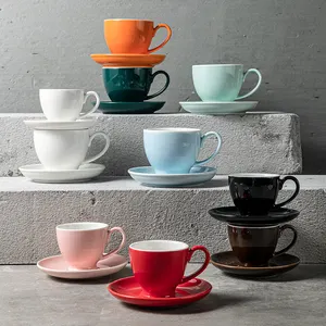 JiuJiuJu Lovely 220ml Ceramics Cafe Cup Mugs For Coffee Shops Hotel Table Ware Creative Tea Sets Pottery Turkish Coffee Cup Set