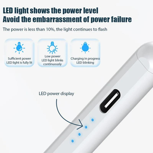 Stylet portable <span class=keywords><strong>pas</strong></span> <span class=keywords><strong>cher</strong></span> <span class=keywords><strong>pour</strong></span> <span class=keywords><strong>iPad</strong></span>, rejet de la paume, charge rapide, affichage LED, pointe remplaçable, détection d'angle d'inclinaison, actif - Product Image 6