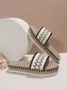 Popular Cheap Breathable Fabric Summer Slipper Woman Beach Comfort Home <b>Slides</b> Slippers - Product Image 2