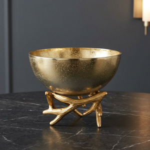 Aluminum gold unbreakable twig bowl for best serving and decoration home decor wedding decoration - Indian Home Crafts - Product Image 1