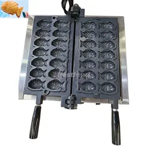 Mesin Pembuat Wafel Mini Elektrik Komersial, Mesin Stik Besi Pembuat Wafel Gelembung Taiyaki dengan 12 Buah atau 14 Buah