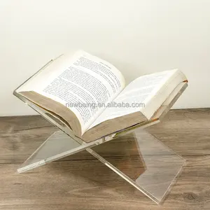Custom Flat Open Magazine Tray Holder Acrylic Quran Holder Tabletop Clear Book Stand