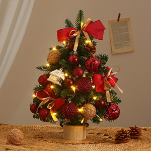 Mini Árboles de Navidad de Abeto Noble: Pre-decorados con Luces, Adornos y Lazos, Perfectos para Decoración Navideña del Hogar/Fiestas - Product Image 5