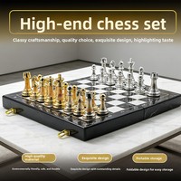 Jeu d'échecs haut de gamme en acrylique, motif marbre, échiquier pliable, pièces d'échecs lestées or et argent, grands jeux d'intérieur transfrontaliers
